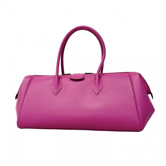 Hermès Paris Bombay Handbag Epsom Leather Cyclamen Leather Silver Hardware K Sta - Picture 1 of 10